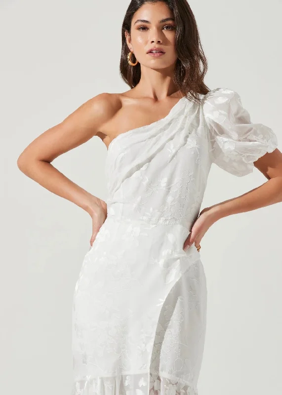one shoulder burnout dress