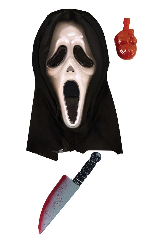 Bleeding Spooky Plastic Scream Mask with Blood & Novelty Fake Blooded Knife Weapon Prop 38cm Halloween Spooky Horror Fancy Dress Set Bleeding Spooky Plastic Scream Mask with Blood & Novelty Fake Blooded Knife Weapon Prop 38cm Halloween Spooky Horror Fancy Dress Set