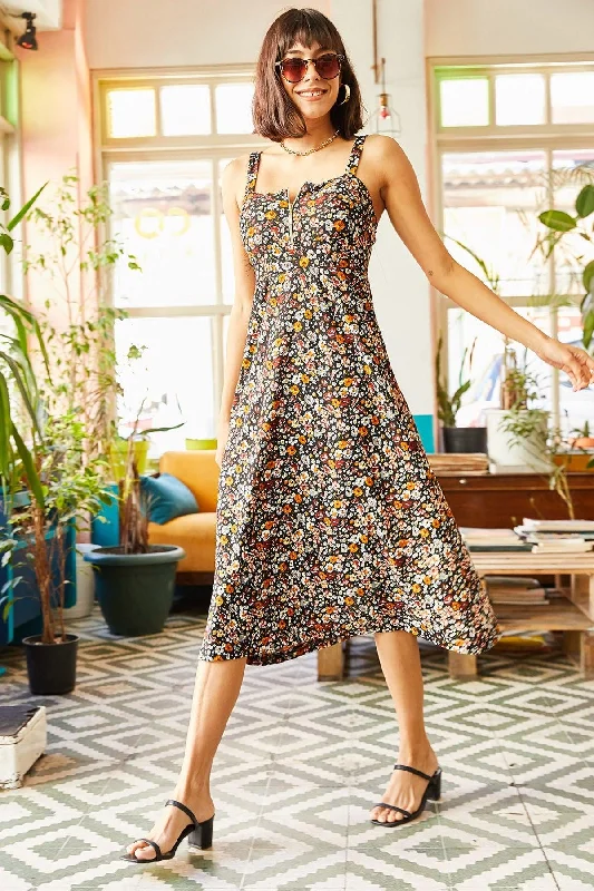 Women's Multicolored Zipper Patterned Dress ELB-19000615