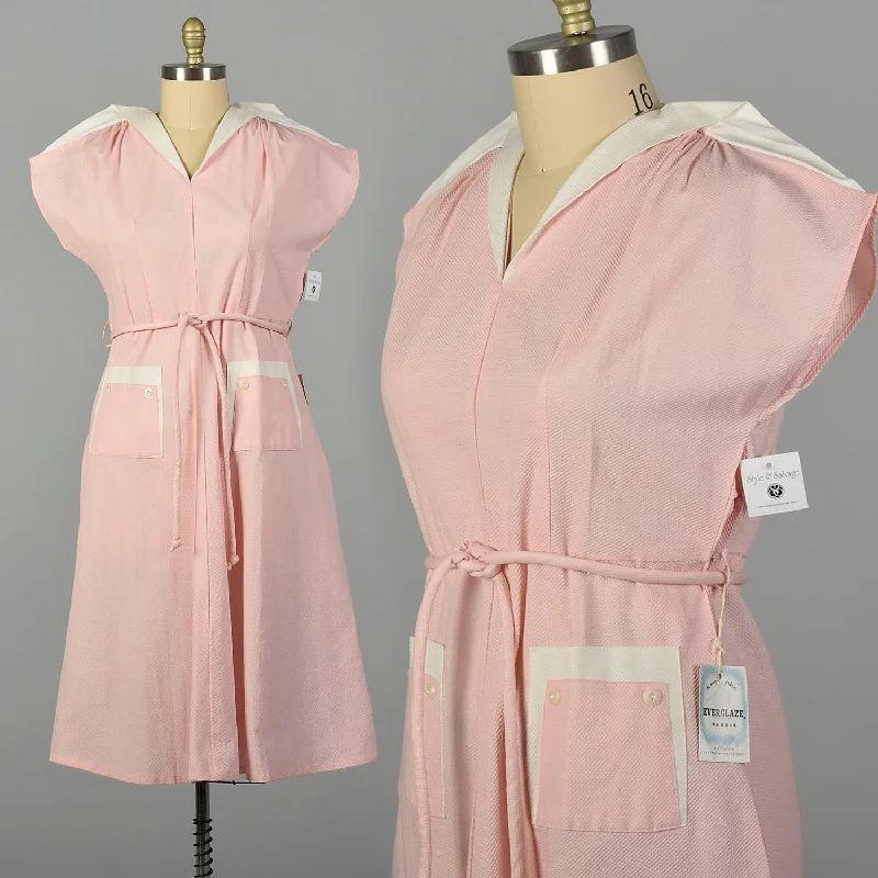XXL 1950s Pink Day Dress Short Sleeve Deadstock Summer Casual