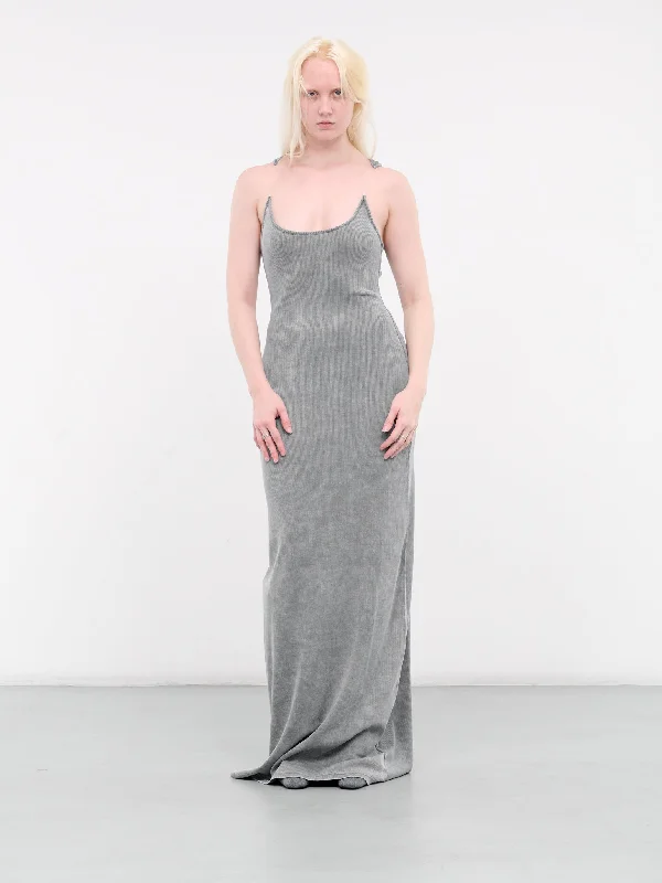 Invisible Strap Dress (104DR001-J100-BLUE-ACID-WASH)