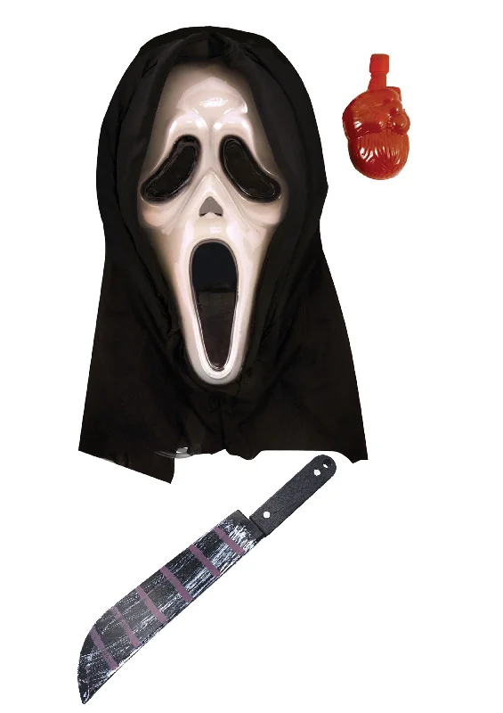 Bleeding Spooky Plastic Scream Mask with Blood & Fake Bloodied Machete Weapon Prop Halloween Horror Fancy Dress Set Bleeding Spooky Plastic Scream Mask with Blood & Fake Bloodied Machete Weapon Prop Halloween Horror Fancy Dress Set