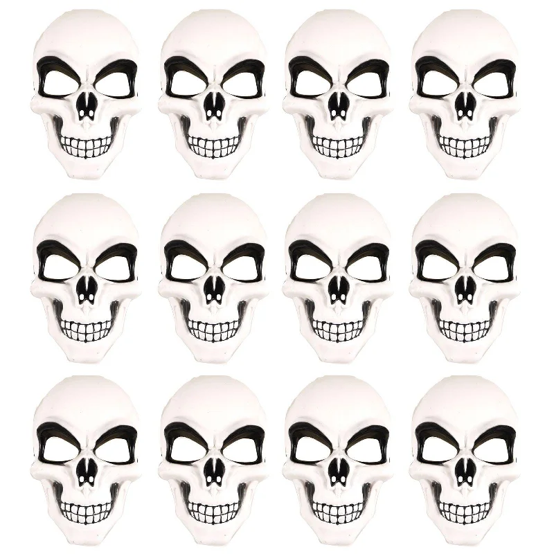 Pack of 12 White Skeleton Mask Skull Face Halloween Scary Horror Fancy Dress Party Costume Face Mask
