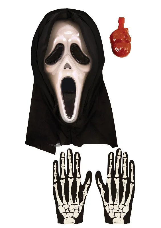 Bleeding Spooky Plastic Scream Mask with Blood & Adults Skeleton Bone Print Gloves Halloween Spooky Horror Fancy Dress Set Bleeding Spooky Plastic Scream Mask with Blood & Adults Skeleton Bone Print Gloves Halloween Spooky Horror Fancy Dress Set
