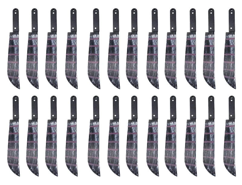 24x Realistic Bloodied Machete Weapon Black Plastic - 50 cm Halloween Horror Killer Fancy Dress Party Costume Props