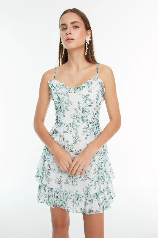 Mint A-Line Mini Woven Lined Flared Floral Dress TWOSS20EL1267