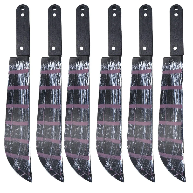 6x Realistic Bloodied Machete Weapon Plastic - 50 cm Halloween Horror Killer Fancy Dress Party Costume Props