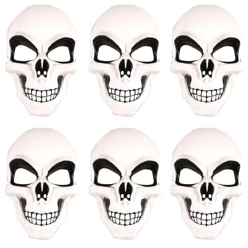 Pack of 6 White Skeleton Mask Skull Face Halloween Scary Horror Fancy Dress Party Costume Face Mask