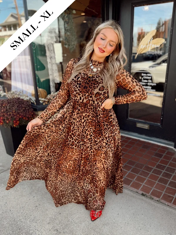 Run the World Leopard Mesh Dress