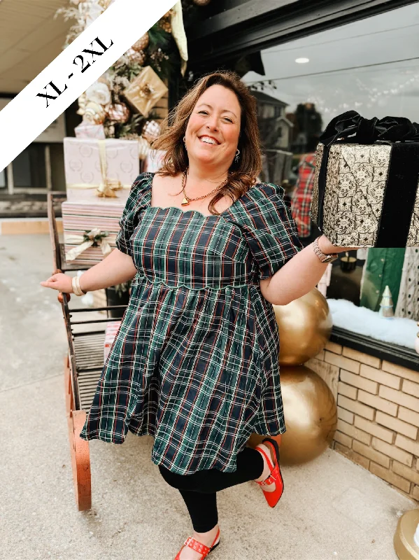 Curvy Xann Plaid Dress | Pine