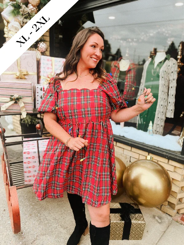 Curvy Xann Plaid Dress | Red