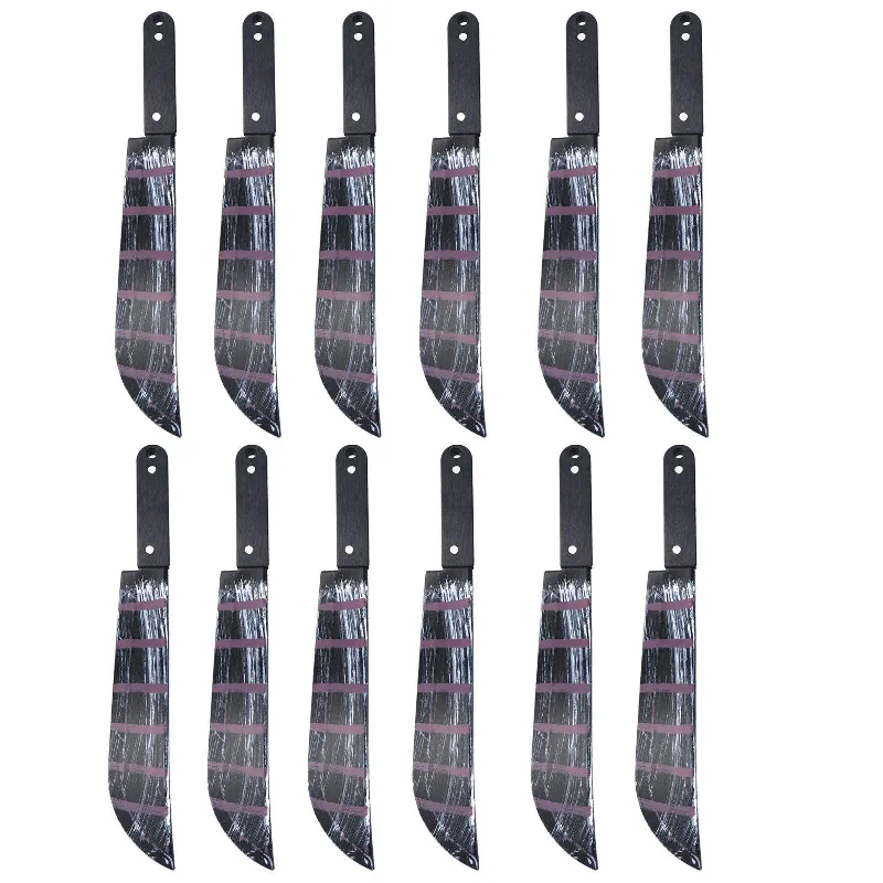 Pack of 12 Realistic Bloodied Machete Weapon Plastic - 50 cm Halloween Horror Killer Fancy Dress Party Costume Props