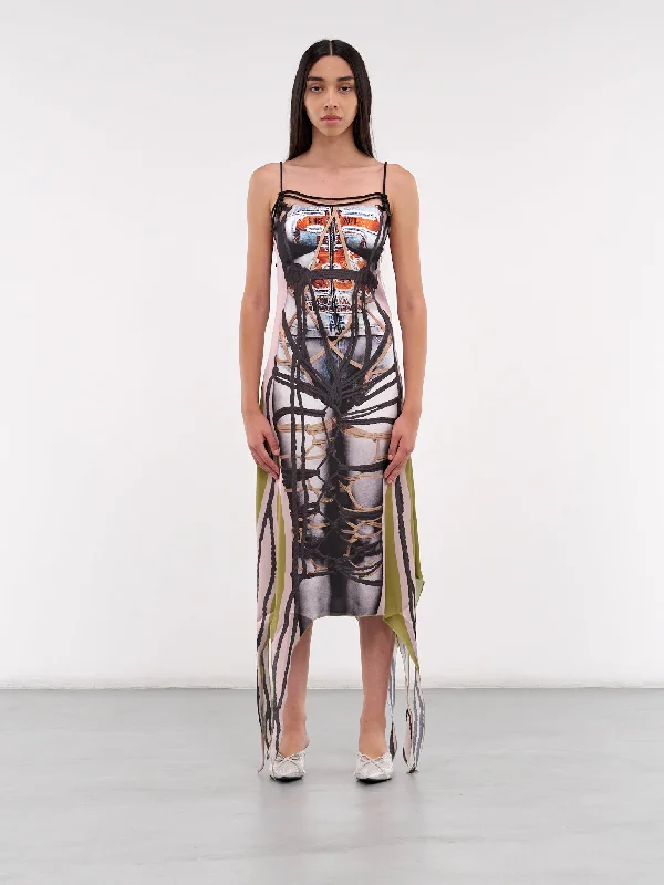 Bondage Print Dress (102DR015-F560-TAUPE-GREEN)