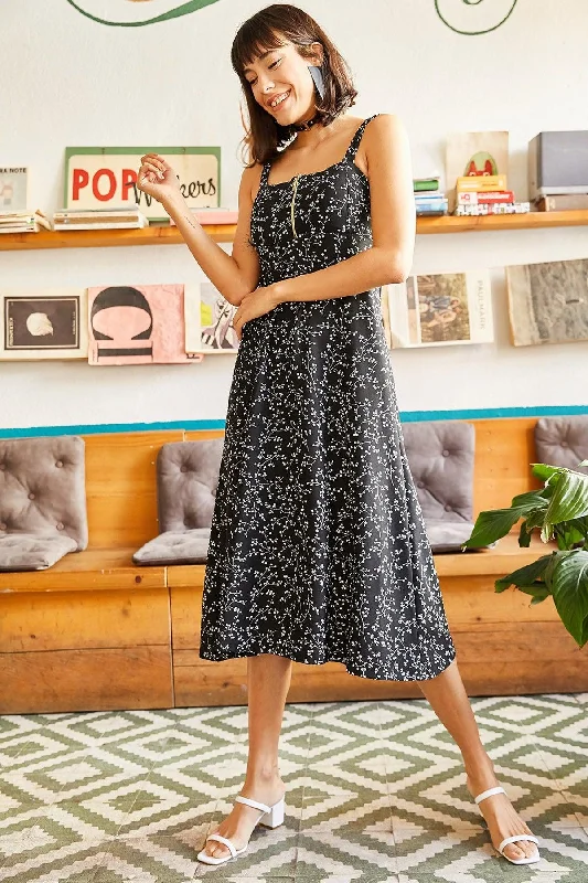 Women's Black Zipper Patterned Dress ELB-19000615