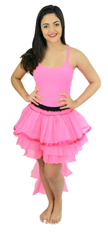 Labreeze Ladies Women’s Long Tail Fuchsia Burlesque Tutu Skirt 80’s Fancy Dress