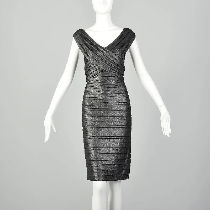 Small Tadashi Collection Dress Sexy Bodycon Silver Gunmetal Metallic Sleeveless