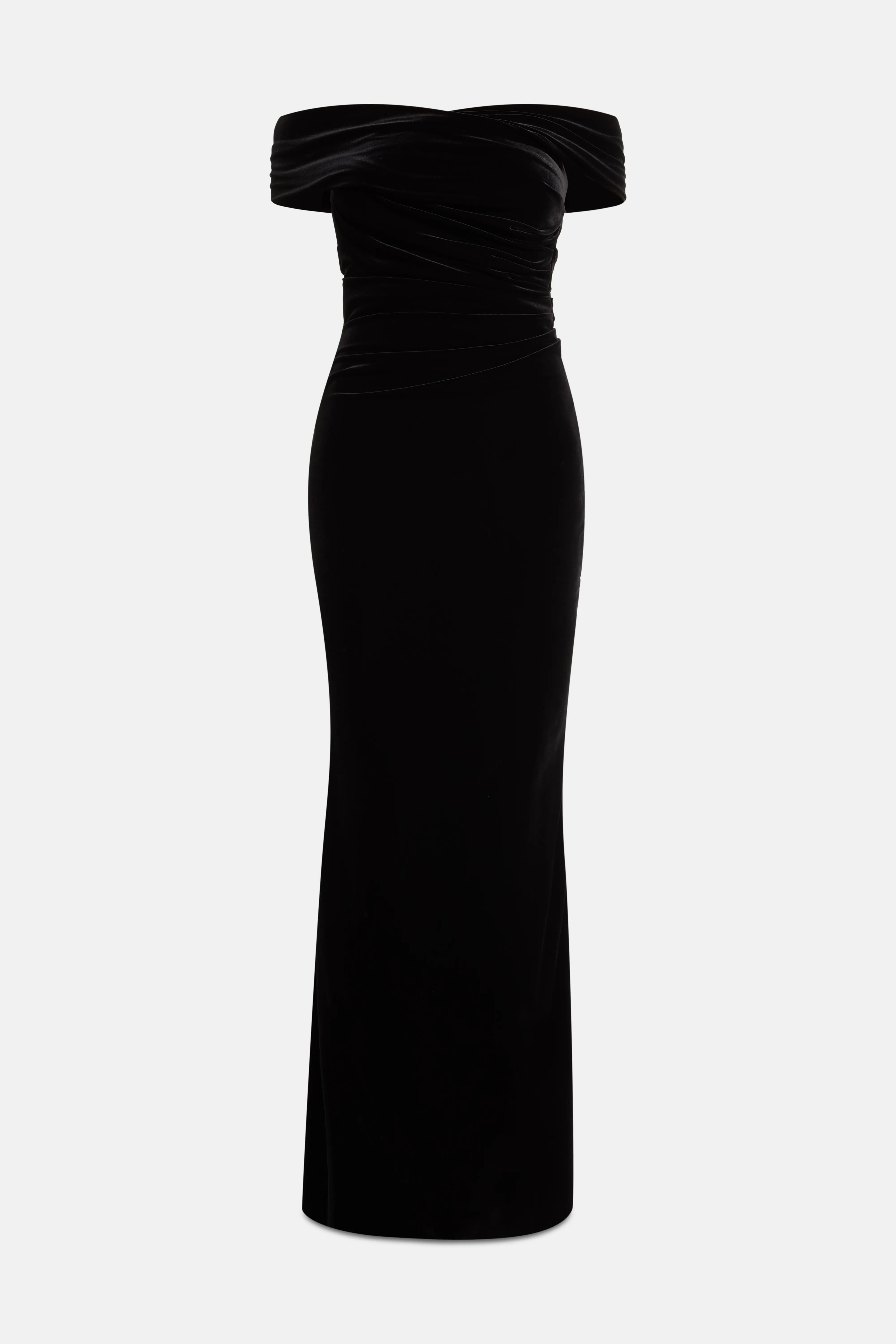 Off Shoulder Stretch Velvet Evening Dress