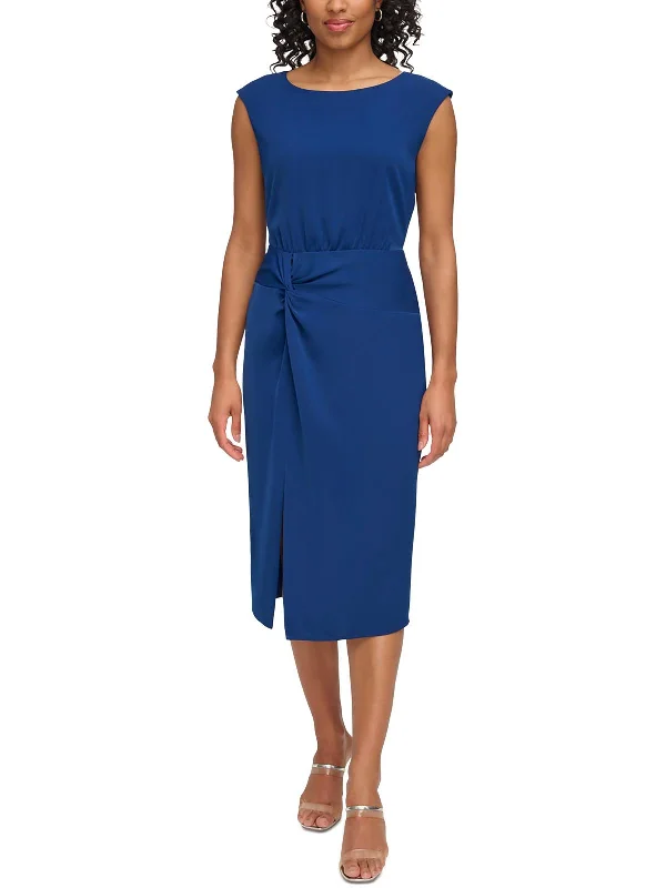 Womens Knot-Front Polyester Sheath Dress