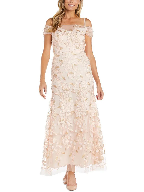 Womens Applique Long Evening Dress