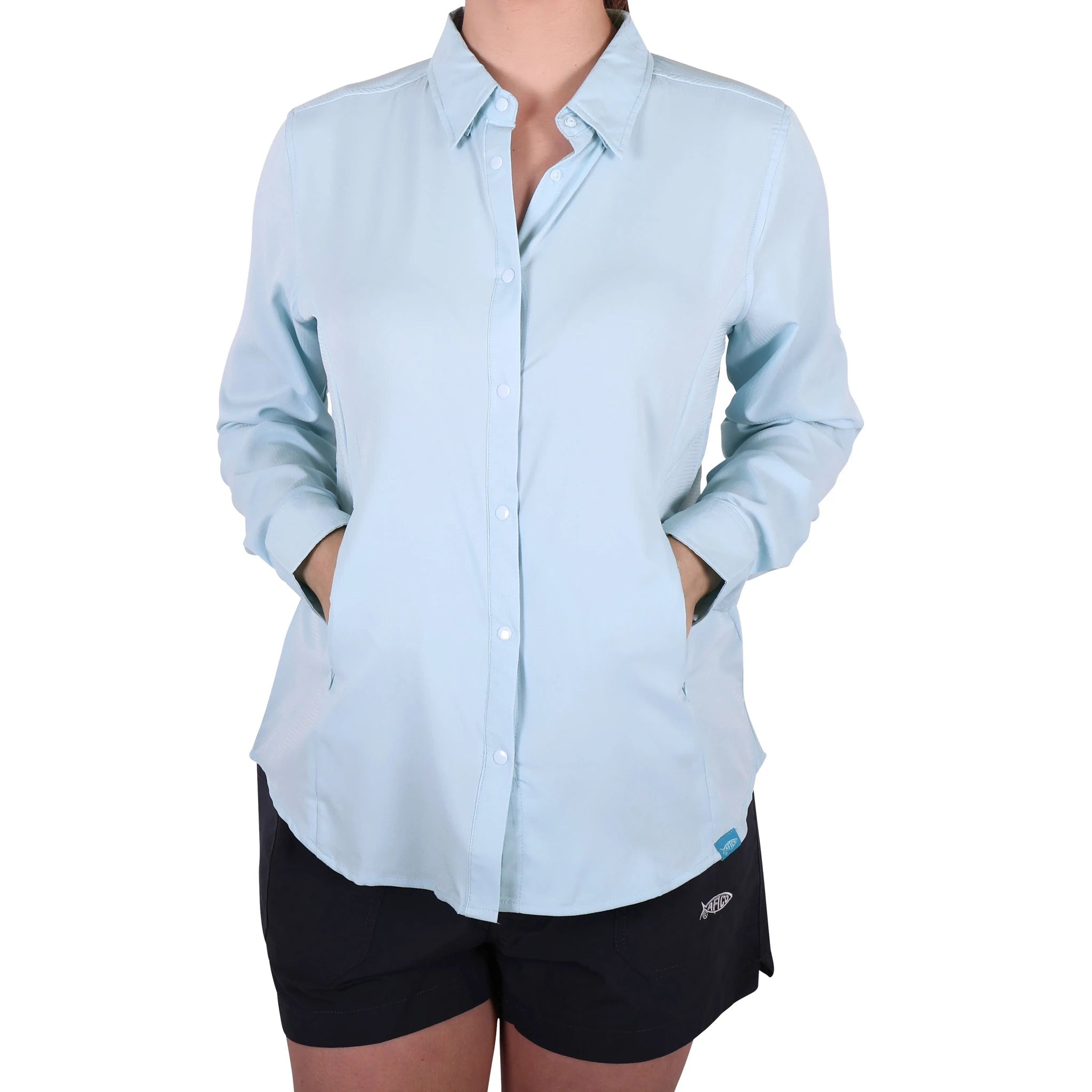 Aftco Women's Wrangle L/S Technical Fishing Shirt Trendy Turtleneck Short Shirt