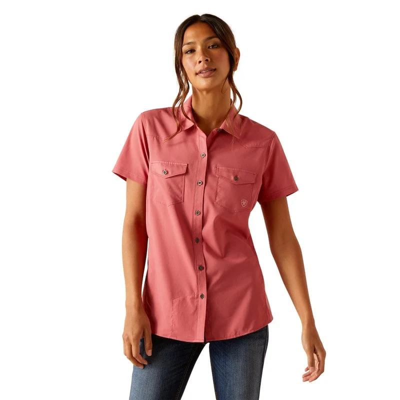 Ariat Women's VentTEK Slate Rose Short Sleeve Western Shirt 10049069 Chic Embellished Short Sleeve
