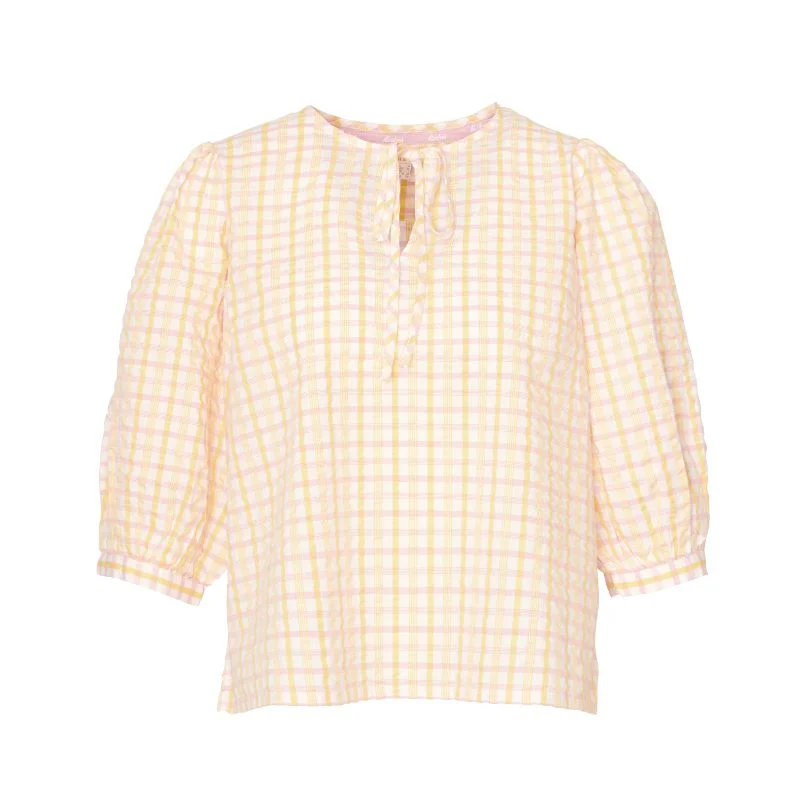 Barbour Belmont Ladies Shirt - Mallow Pink Check Fashionable Tied Short Sleeve