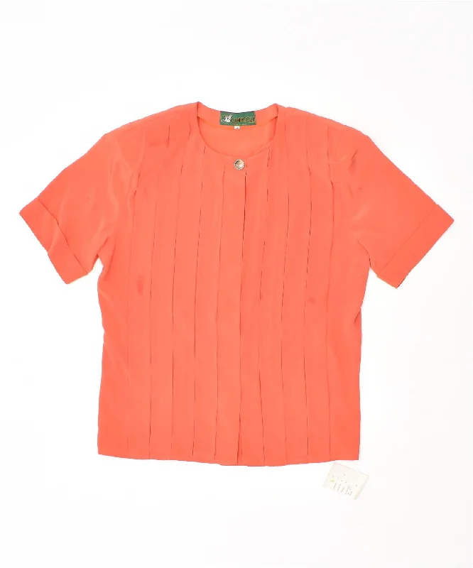 CIANGOLA Womens Shirt Blouse IT 46 Large Orange Polyester Vintage Fashionable Rounded Short Shirt