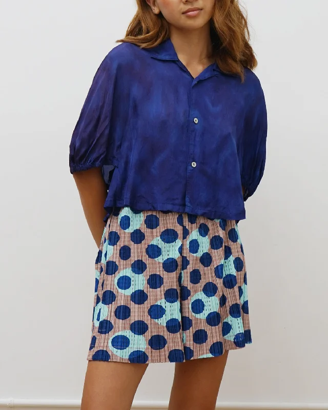 Cropped Rayon Shirt Fashionable Button-Front Short Sleeve