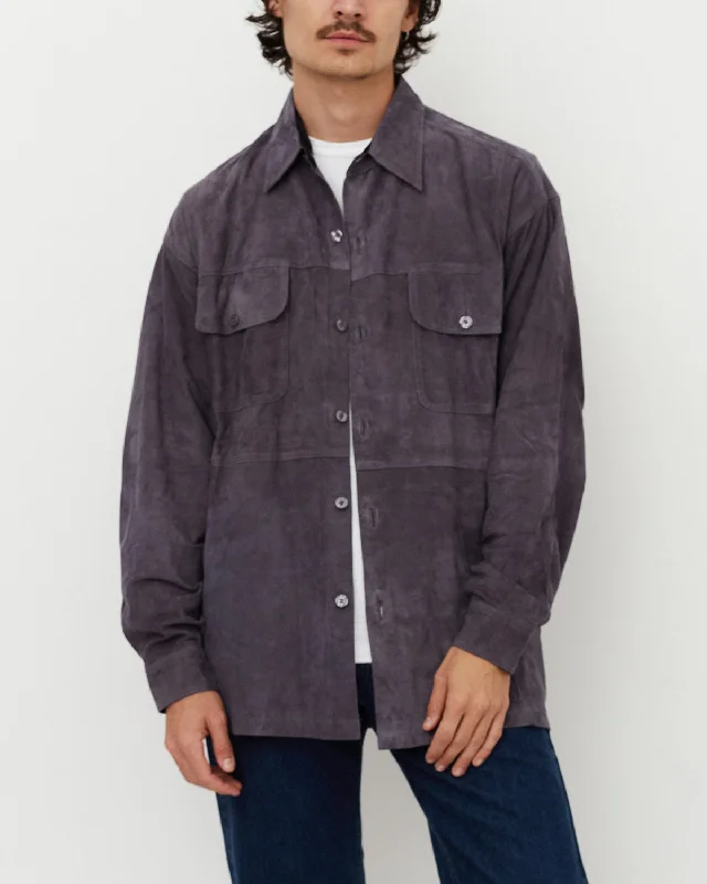 Suede Shirt / Gray Trendy Summer Short Sleeve