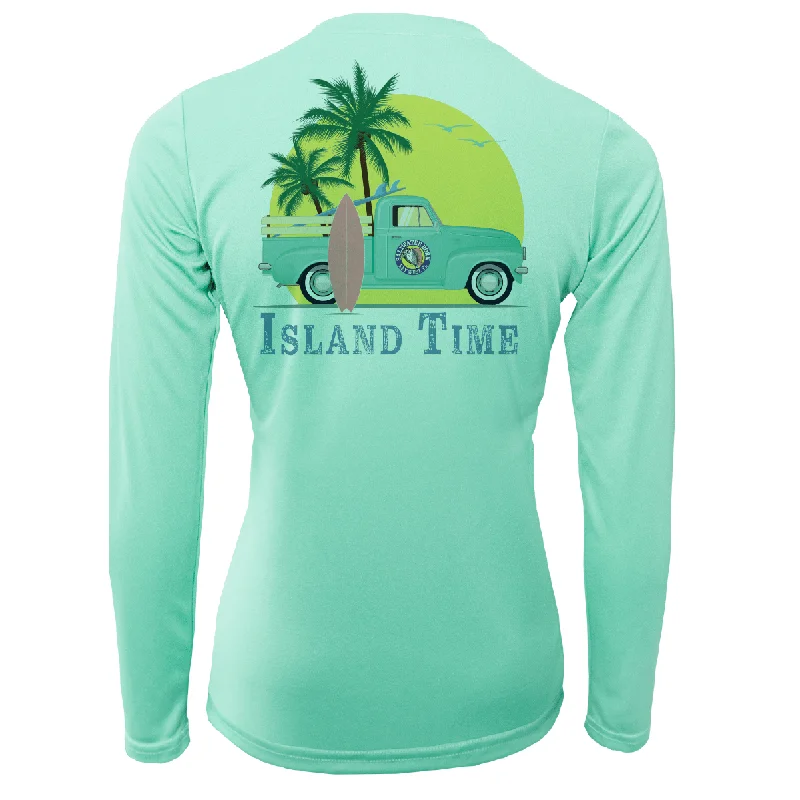 Key West Island Time Women's Long Sleeve UPF 50+ Dry-Fit Shirt Relaxed Short Sleeve Tee