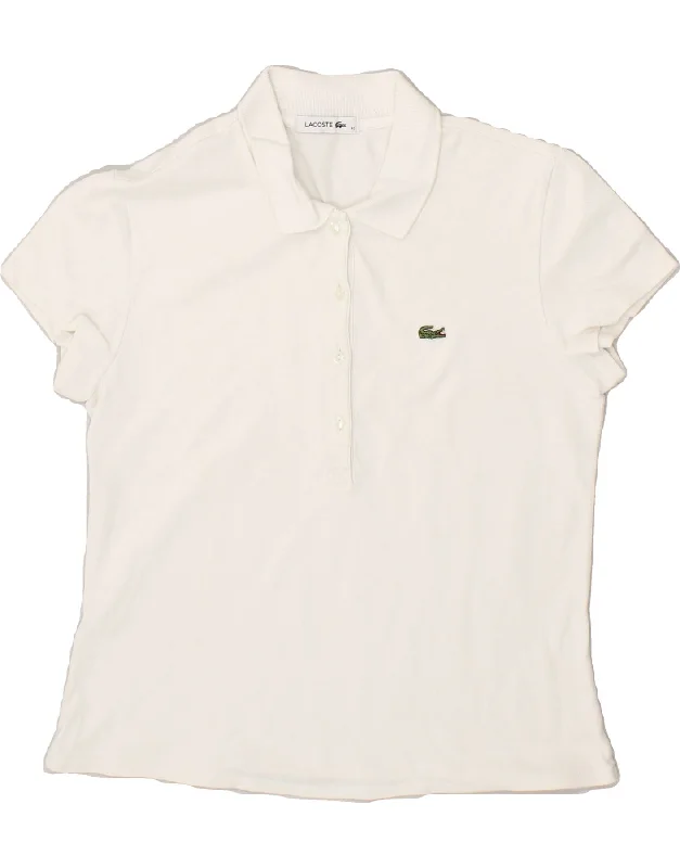 LACOSTE Womens Polo Shirt Size 40 Medium White Fashionable Short Sleeve Vest