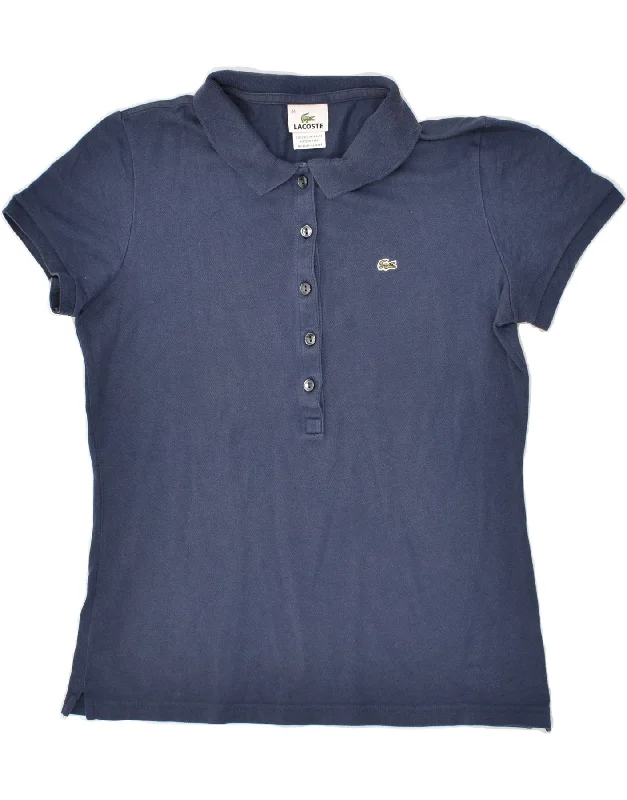 LACOSTE Womens Polo Shirt Size 44 Large Navy Blue Cotton Classic Casual Short Sleeve