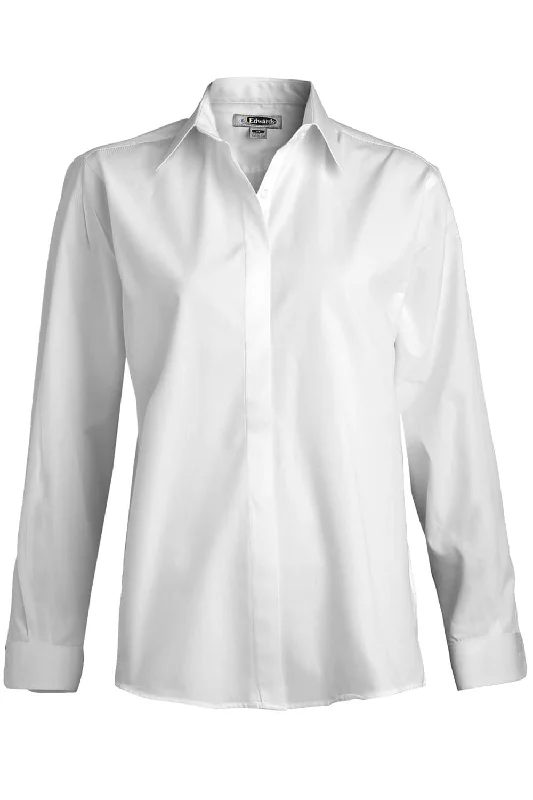 Ladies' White Café Broadcloth Shirt Soft Cotton Short Tee