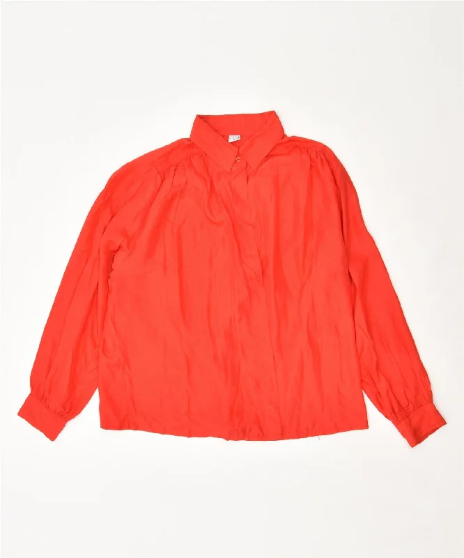 MD Womens Shirt Blouse IT 46 Large Orange Vintage Relaxed Cotton Short Blouse