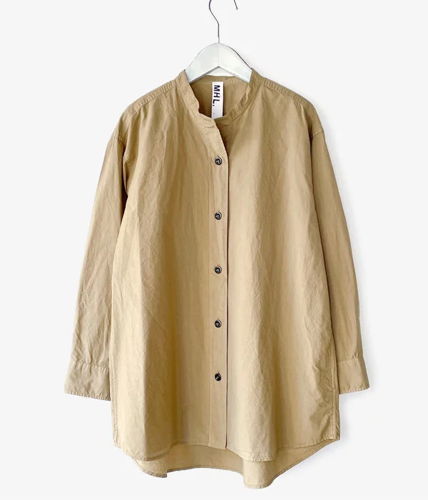 MHL./COTTON RAMIE POPLIN SHIRTS WOMENS (BEIGE) Soft Cotton Short Shirt