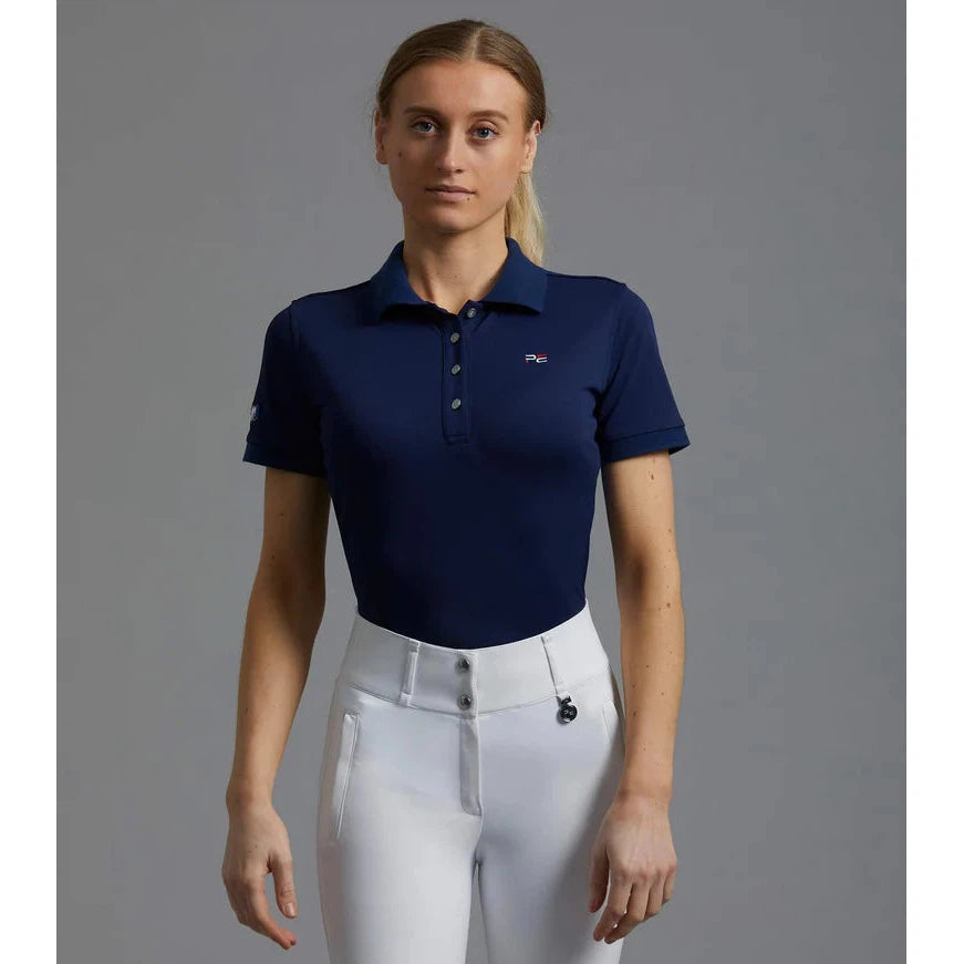 PE Ladies Team Polo Shirt Fashionable Cuffed Short Sleeve