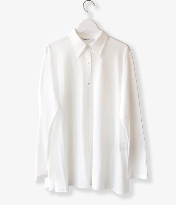 PHEENY/COTTON NYLON SEER SHIRT(WHITE) Cozy Printed Short Shirt