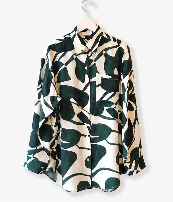 PHEENY/RAYON LEAF PRINT SHIRT(GREEN) Classic Basic Short Shirt