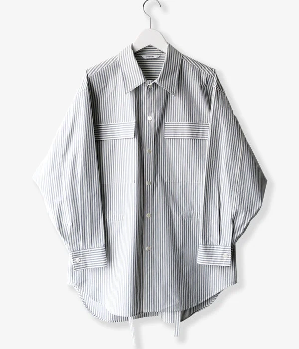 PHEENY/STRIPE DUMP OVER SHIRT(BLUE) Comfortable Flowing Short Sleeve