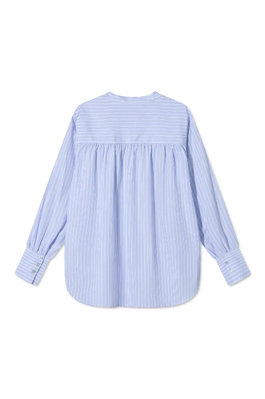 SABINE SHIRT BLUE STRIPE Soft Cotton Short Shirt