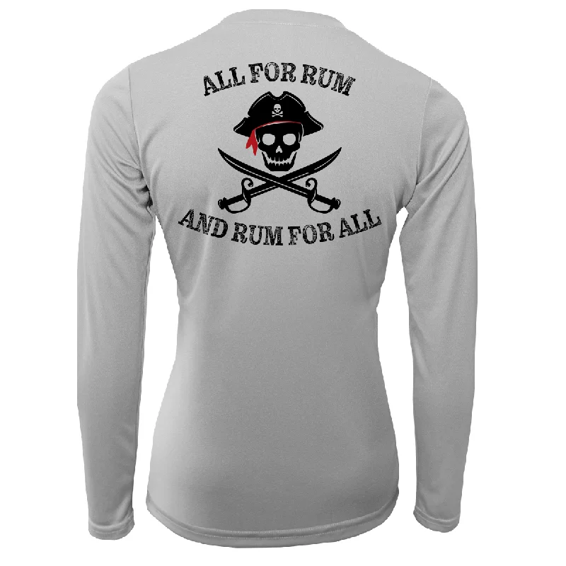 Saltwater Born "All for Rum and Rum for All" Women's Long Sleeve UPF 50+ Dry-Fit Shirt Chic Silk Short Sleeve Shirt