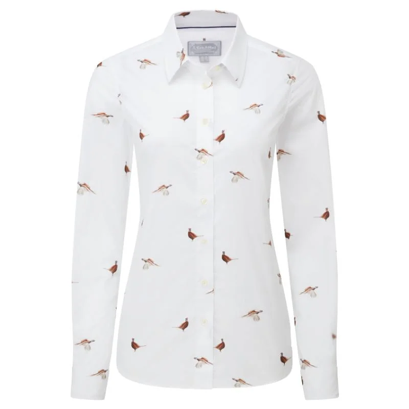 Schoffel Ladies Norfolk Shirt - Pheasant Print Comfortable Graphic Short Sleeve