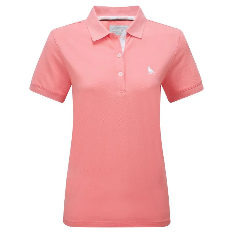 Schoffel St Ives Tailored Ladies Polo Shirt - Flamingo Comfortable Fitted Short Sleeve