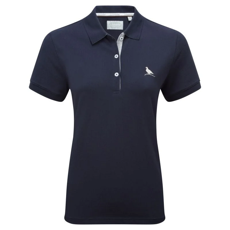 Schoffel St Ives Tailored Ladies Polo Shirt - Navy Comfortable Graphic Short Sleeve