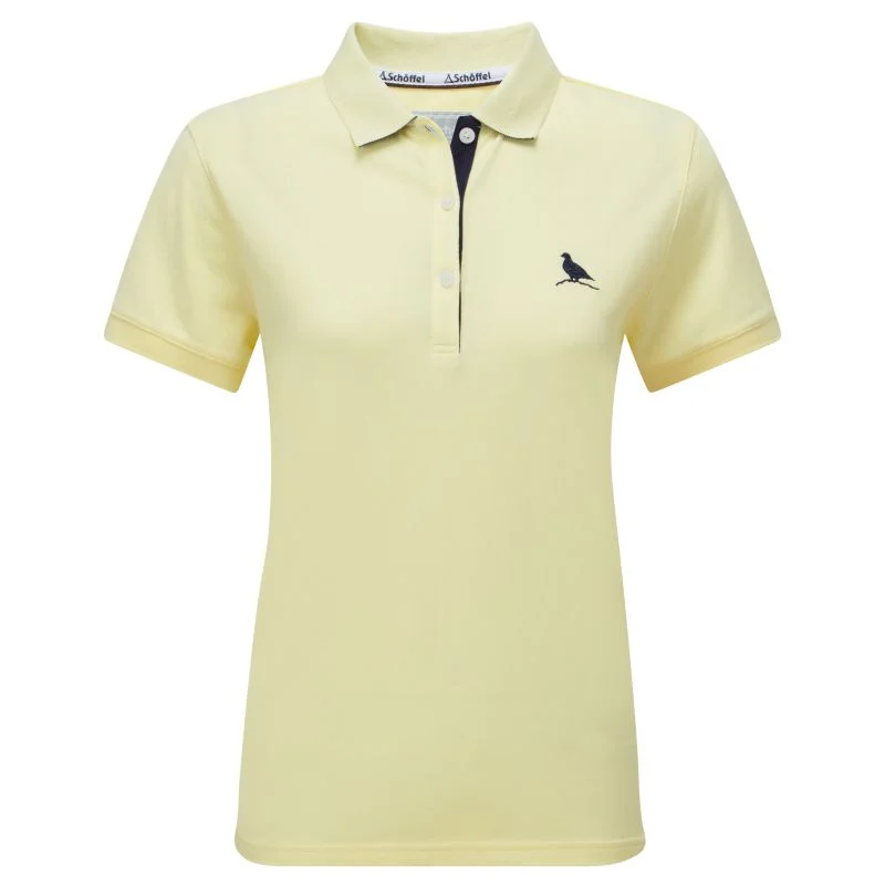 Schoffel St Ives Tailored Ladies Polo Shirt - Pale Lemon Soft Silk Short Sleeve