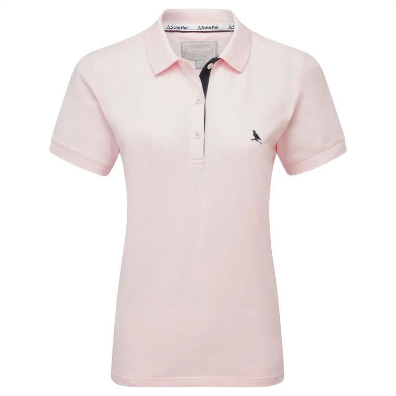 Schoffel St Ives Tailored Ladies Polo Shirt - Pale Pink Stylish Casual Short Tee