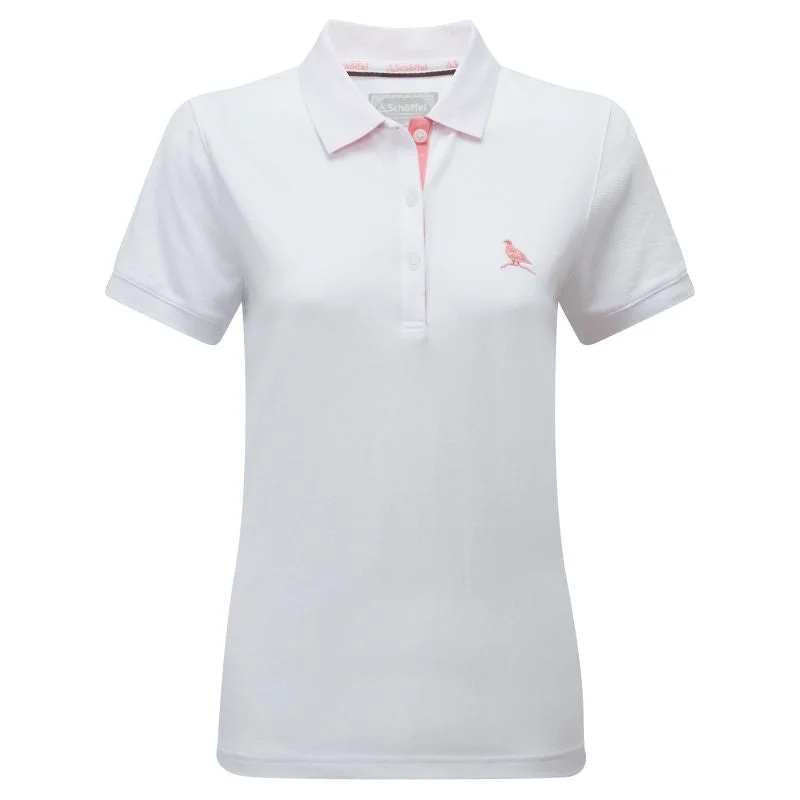 Schoffel St Ives Tailored Ladies Polo Shirt - White Relaxed Fit Short Sleeve Top