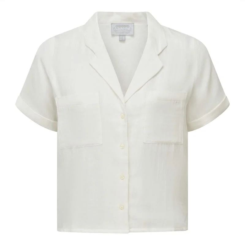 Schoffel Summerfield Ladies Shirt - Soft White Fashionable Sheer Short Shirt