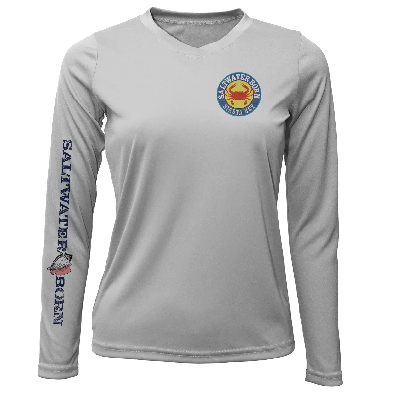 Siesta Key Steamed Crab Women's Long Sleeve UPF 50+ Dry-Fit Shirt Relaxed Fit Short Shirt