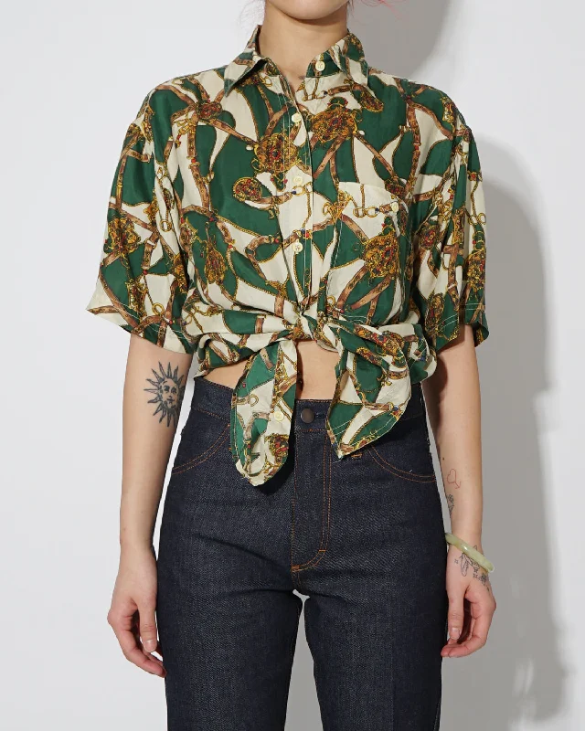 Silk Shirts Short Sleeve Patterned Cozy Loose Fit Short Sleeve